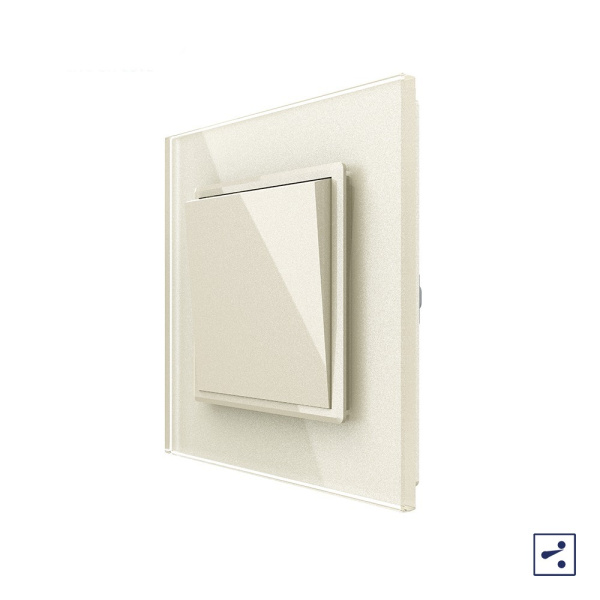 Одноклавишный проходной механический выключатель 1 пост, цвет жемчужный Livolo