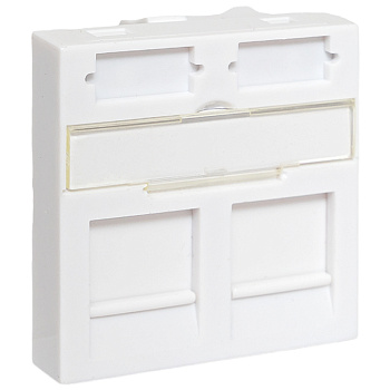 Вставка розеточная TERACOM PRO 45x45мм формат Mosaic на 2 модуля Keystone со шторками и маркерами белая EKF