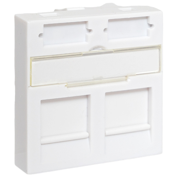 Вставка розеточная TERACOM PRO 45x45мм формат Mosaic на 2 модуля Keystone со шторками и маркерами белая EKF