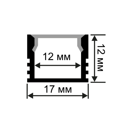 GM-08-10 Профиль алюминиевый для светодиодной ленты, анод., П-образный , накладной, серебро, 17х12мм, 2м, шир. ленты до 12мм, индивидуальная упаковка 