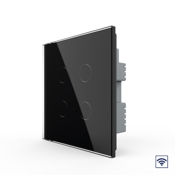 Сенсорный радиоуправляемый выключатель 4 клавиши 1 пост Черный UK стандарт Livolo