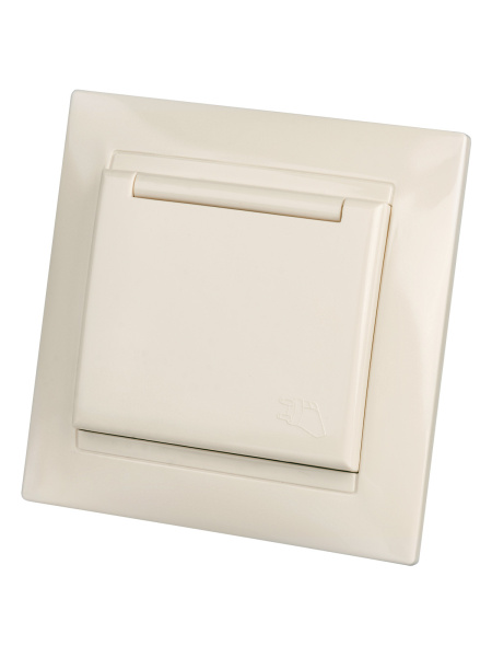 Розетка 2П+З 16А 250В IP44 с крышкой сл. кость "Лама" TDM