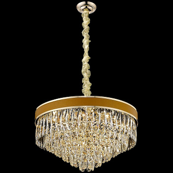 Люстра подвесная Матовое золото, Абрикосовый/Прозрачный E14 15*40Вт WE136.15.303 WERTMARK