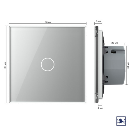 Сенсорный дверной звонок 1 клавиша 1 модуль Серый Livolo