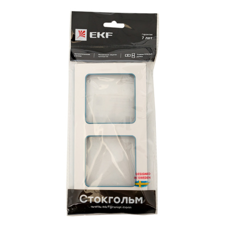 Стокгольм Рамка 2-местная белая с линией цвета синий EKF