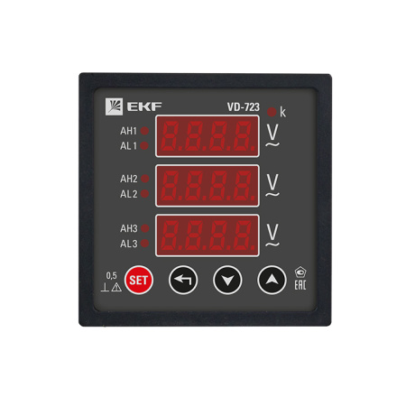 Вольтметр VD-723 цифровой на панель (72х72) трехфазный PROxima EKF Вольтметр VD-723 цифровой на панель (72х72) трехфазный PROxima EKF