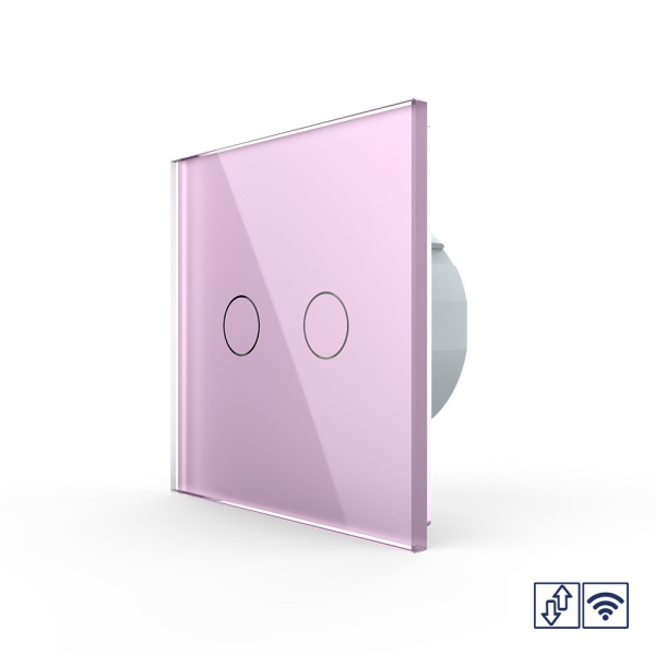 Сенсорный радиоуправляемый выключатель для жалюзи 2 клавиши 1 модуль Розовый Livolo