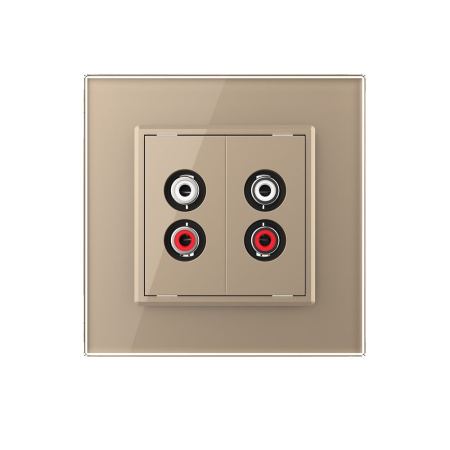 Розетка аудио RCA "2-ой тюльпан" двойная Золотая Livolo