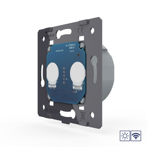 Двухклавишный сенсорный выключатель сухой контакт с функцией радиоуправления (механизм) Livolo