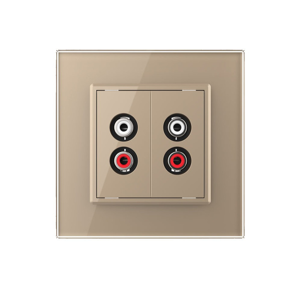 Розетка аудио RCA "2-ой тюльпан" двойная Золотая Livolo Розетка аудио RCA "2-ой тюльпан" двойная Золотая Livolo