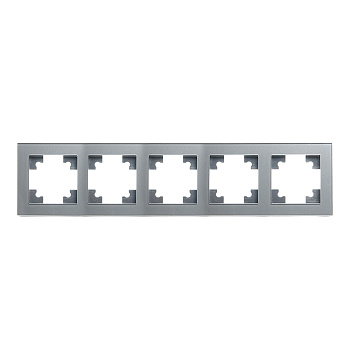 Рамка 5-местная, стекло, STEKKER, GFR00-7005-03, серия Катрин, серебро