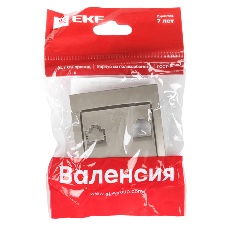 Валенсия Лицевая панель розетки Phone 1-местная кашемир EKF