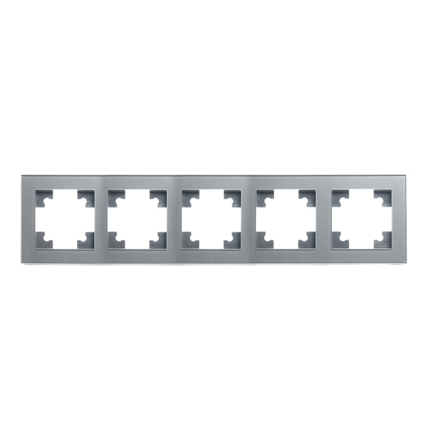 Рамка 5-местная, стекло, STEKKER, GFR00-7005-03, серия Катрин, серебро