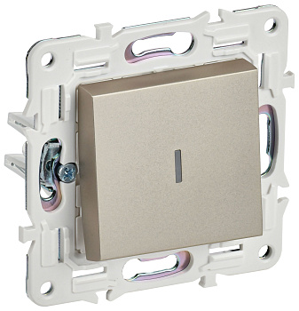 SKANDY Выключатель 1-клавишный проходной с индикацией 10А SK-V08Sh шампань IEK