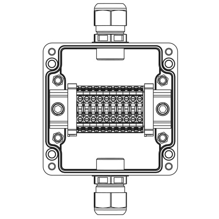 Взрывозащ. клемм. коробка из полиэстера TBE-P-03-(10xCBC.4)-1xPACMP(A)(C)1Ex e IIC Т5 Gb / Ex tb IIIC T95°C Db IP66 DKC