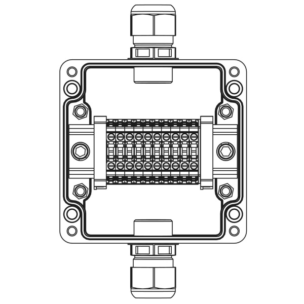 Взрывозащ. клемм. коробка из полиэстера TBE-P-03-(10xCBC.4)-1xPACMP(A)(C)1Ex e IIC Т5 Gb / Ex tb IIIC T95°C Db IP66 DKC