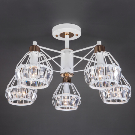 Потолочная люстра с хрусталем 5*E14 60Вт белый IP20 Lord (70075/5 белый) Eurosvet Потолочная люстра с хрусталем 5*E14 60Вт белый IP20 Lord (70075/5 белый) Eurosvet