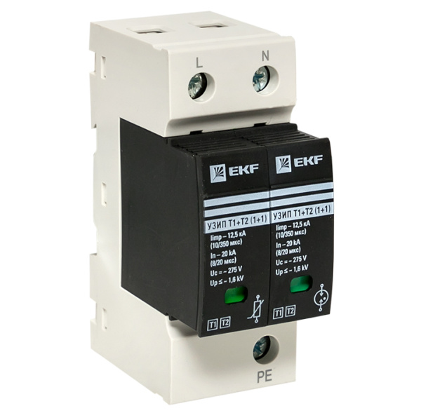 Устройство защиты от импульсных перенапряжений Т1+Т2, Iimp-12,5kA, In-20kA, Uc-275В, 1+1 PROxima EKF