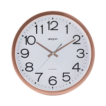 PL2207-170-4 Часы настенные, круг, арабский циферблат, цвет медь, пластик, Ø36,1см, бесшумный механизм с плавным ходом, источник питания 1 APEYRON