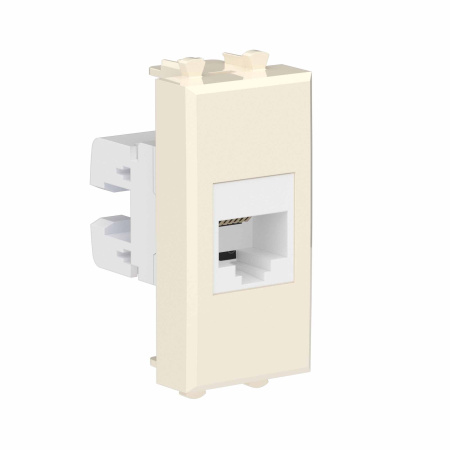 Телефонная розетка RJ-12 без шторки модульная, "Avanti", "Ванильная дымка", 1 модуль DKC