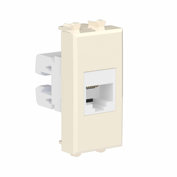 Телефонная розетка RJ-12 без шторки модульная, "Avanti", "Ванильная дымка", 1 модуль DKC