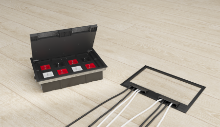 Donel Лючок в пол 16 мод. (8 мод. 45х45 мм.), крышка ABS +гальванизированная стальная вставка