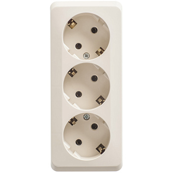 ЭТЮД Розетка ОУ 3 мест.с заземлением без шторок 16А кремовый IP20 Schneider Electric