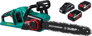 36В бесщеточная пила цепная, 2х18В АКБ (4Ач). ПЦЛ-3635-42 ЗУБР