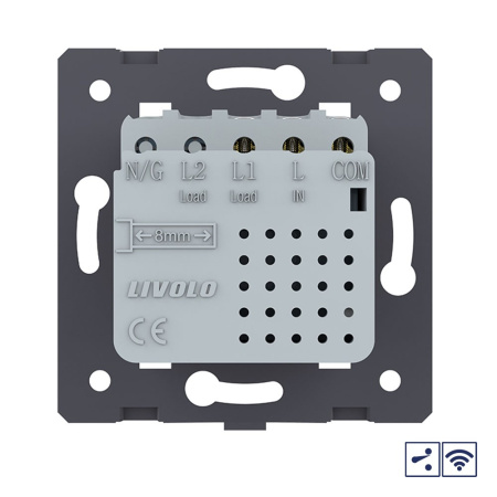 Одноклавишный проходной сенсорный выключатель Module с радиоупр., цвет розовый (механизм) Livolo