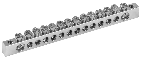 Шина PEN "земля-ноль" 6х9мм 14/2 с никелевым покрытием (14групп/крепеж по краям) IEK