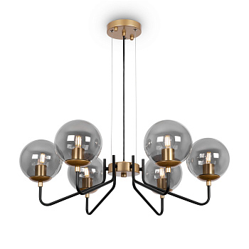 Подвесной светильник 6*E27 40Вт Черный с Золотом IP20 Moricio FR5140PL-06GB Freya