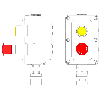 Взрывозащ. пост упр. из алюминия LCSD-02-B-MC-L1Y(220)x1-P6R(11)x1-PCMB-KA3MHK 1Ex d IIB T5 Gb Ex tb IIIC T95°С Db IP66