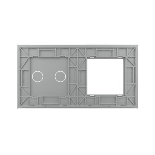 Панель для розетки и сенсорного выключателя, 2 клавиши, цвет серый, стекло Livolo фото 4