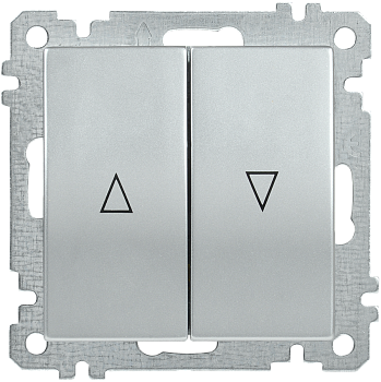 Выключатель 2-клавишный жалюзи ВС10-1-5-Б BOLERO серебряный IEK