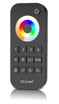 Donel RGB+CCT пульт дистанционного управления, 4 зоны, Черный, зона охвата 30м, серия:DN8UTZ