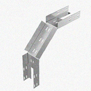 Лоток замковый перфорированный КСЗ 400х100-90 УХЛ1 для поворота трассы вниз на 90, оцинкованный лист, S1,5