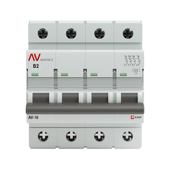 Выключатель автоматический ВА МОД 4П 2А В 6кА Averes EKF