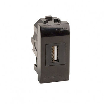 USB 2.0 розетка, Brava, черная, 1 мод. DKC