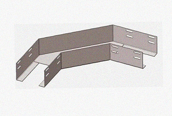 Лоток угловой перфорированный КГ 250х65-90 У3 поворот на 90, окрашенный, S1,5