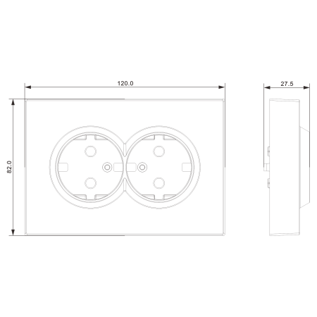 Donel A07 матовый серый накладка для розетки 2-й с заземлением, со шторками 16A 250 В~,серия DB