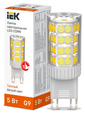Лампа светодиодная CORN капсула 5Вт 230В 3000К керамика G9 IEK