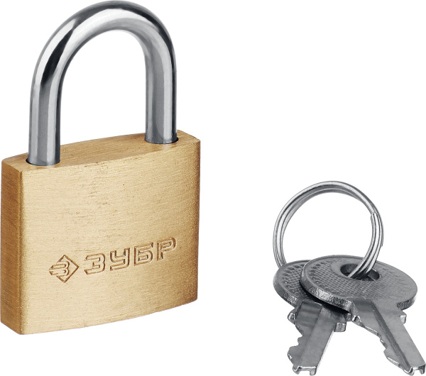 Замок навесной мини, латунный корпус, 25мм, Профессионал ЗУБР