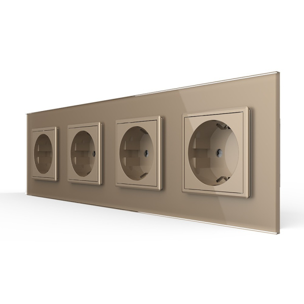 Розетка 4 модуля Золотая Livolo Розетка 4 модуля Золотая Livolo