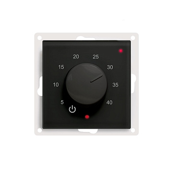 Терморегулятор ТР-03 Атлас Дизайн (датчик пола,встраиваемый, черный) с вращающимся регулятором ЭргоЛайт