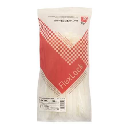 Хомут P6,6 стандартный (б), 7,6x200 (100шт) FlexLock PROxima EKF