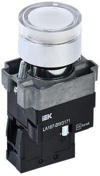 Кнопка управления LA167-BW3171 d=22мм RC 1з с подсветкой белая IEK