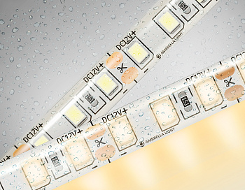 Светодиодная лента GS1201 2835 120Led/ 9.6W m/ 12V IP65 3000K/ 5000*8*2.27mm/ кратность резки 25mm (2 конт.) Ambrella Light