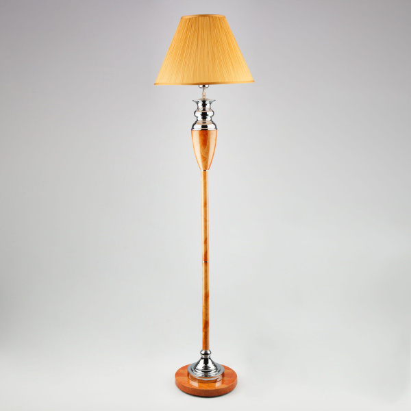 Торшер классический с абажуром 1*E27 40Вт хром, янтарный IP20 Majorka (009/1T янтарный) Eurosvet