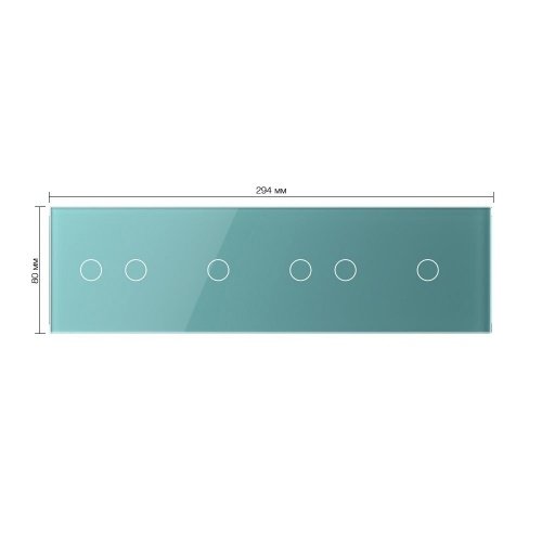 Панель для четырех сенсорных выключателей, 6 клавиш (2+1+2+1), цвет зеленый, стекло Livolo фото 2
