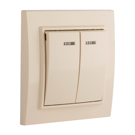 Минск Выключатель 2-кл, СП, , с индикатором 10А, бежевый EKF